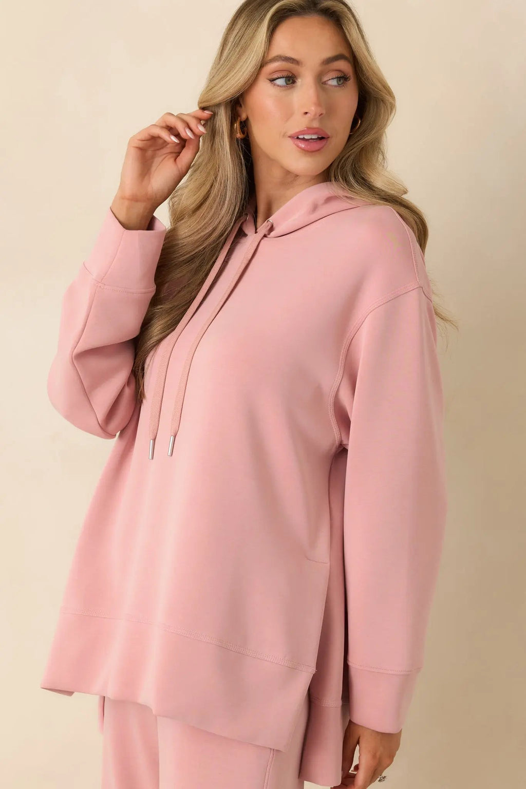 Women's Nothing Extra Powder Pink Hoodie Sweatshirt | 48% Polyester 4