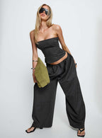 Women's Odara Wide Leg Pants Black | Wide-leg pants in a low-rise fit 0