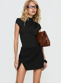 Women's Off Kilter Split Mini Skirt Black | Mini skirt with split detail & a mid-rise fit 0