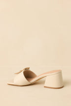 Women's Oh So Nice Light Beige Buckle Strap Block Heels | Heel measures 2.5" 6