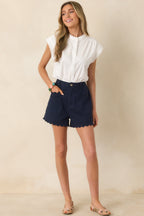 Women's Oh, So Charming White Scalloped Trim Button Front Top | 65% Cotton 7