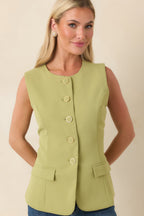 Women's On My A-Game Matcha Green Sleeveless Top | 100% Polyester 4