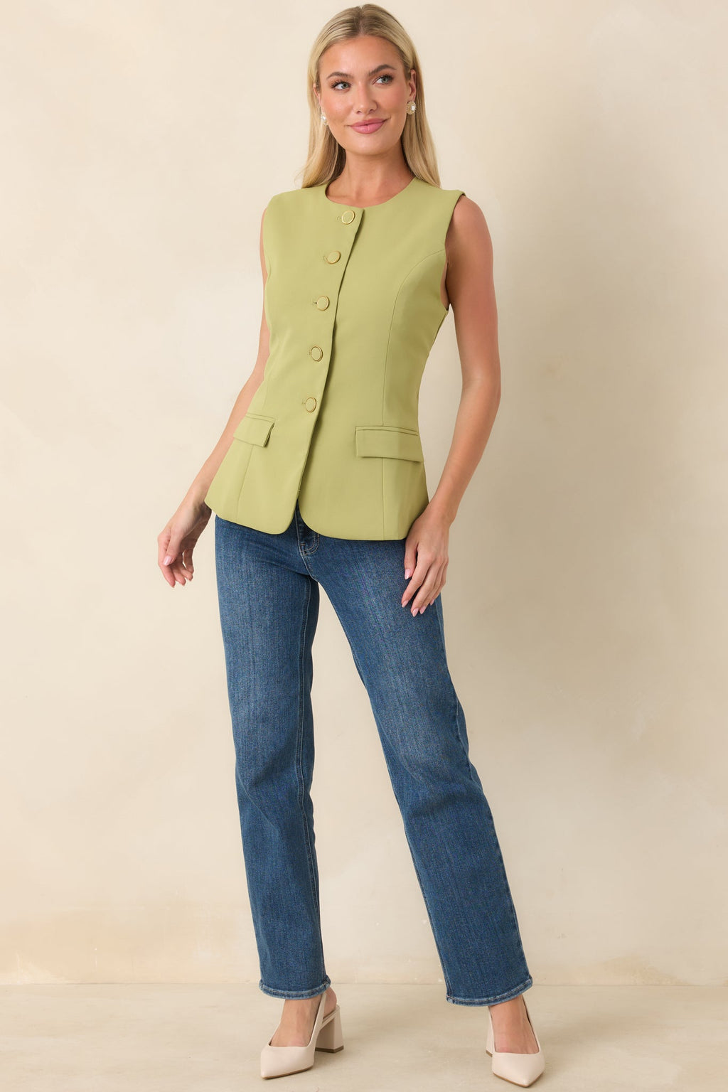 Women's On My A-Game Matcha Green Sleeveless Top | 100% Polyester 5
