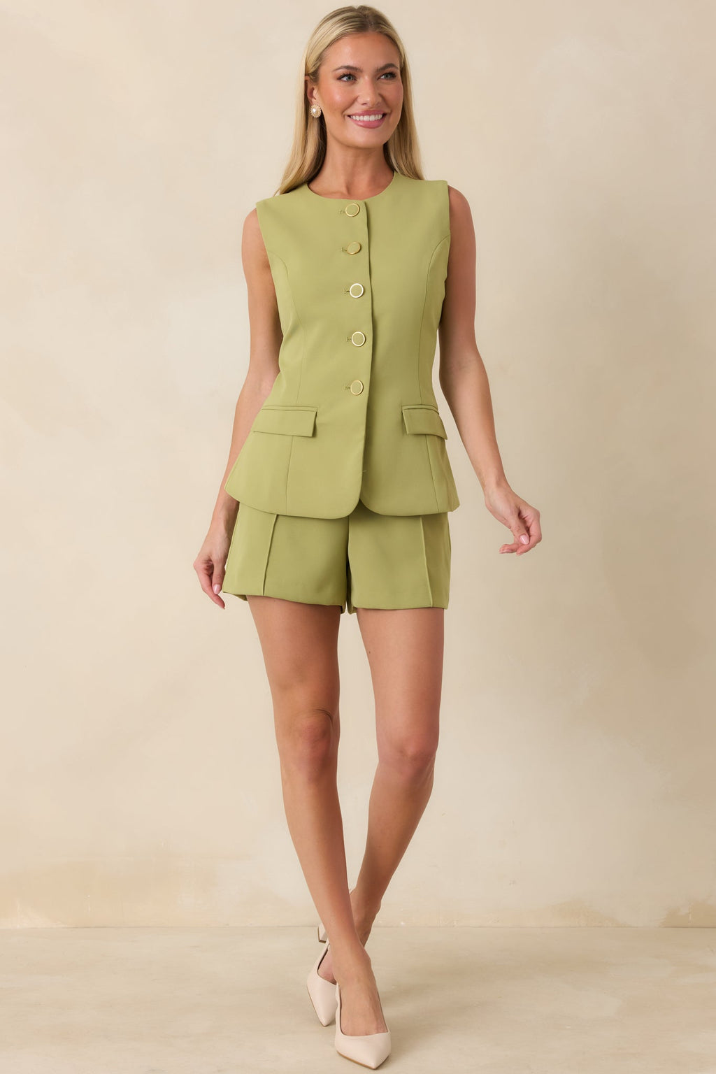 Women's On My A-Game Matcha Green Sleeveless Top | 100% Polyester 6