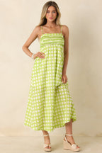 Women's On the Bright Path Chartreuse Green Printed Cotton Midi Dress | 100% Cotton 6