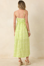 Women's On the Bright Path Chartreuse Green Printed Cotton Midi Dress | 100% Cotton 7