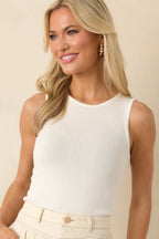 Women's One Of Those Days Ivory Rib Knit Tank Top | 95% Viscose & 5% Nylon 2
