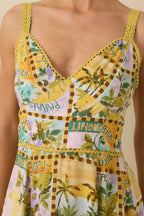Women's One To Remember Yellow Tropical Print Linen Blend Maxi Dress | 85% Rayon & 15% Linen 2