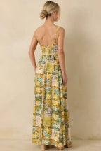 Women's One To Remember Yellow Tropical Print Linen Blend Maxi Dress | 85% Rayon & 15% Linen 5