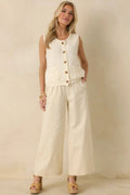 Women's Onward And Upward Ivory Cotton Button Front Sweater Vest | 60% Cotton & 40% Acrylic 0