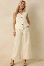 Women's Onward And Upward Ivory Cotton Button Front Sweater Vest | 60% Cotton & 40% Acrylic 0