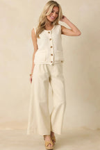 Women's Onward And Upward Ivory Cotton Button Front Sweater Vest | 60% Cotton & 40% Acrylic 4