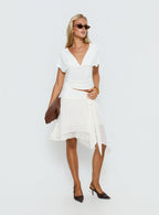 Women's Ophella Tie Waist Chiffon Midi Skirt Cream | Chiffon midi skirt with tie waist detail 1