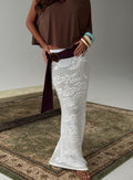 Women's Opresia Crochet Maxi Skirt White | Crochet maxi dress in low-rise 0