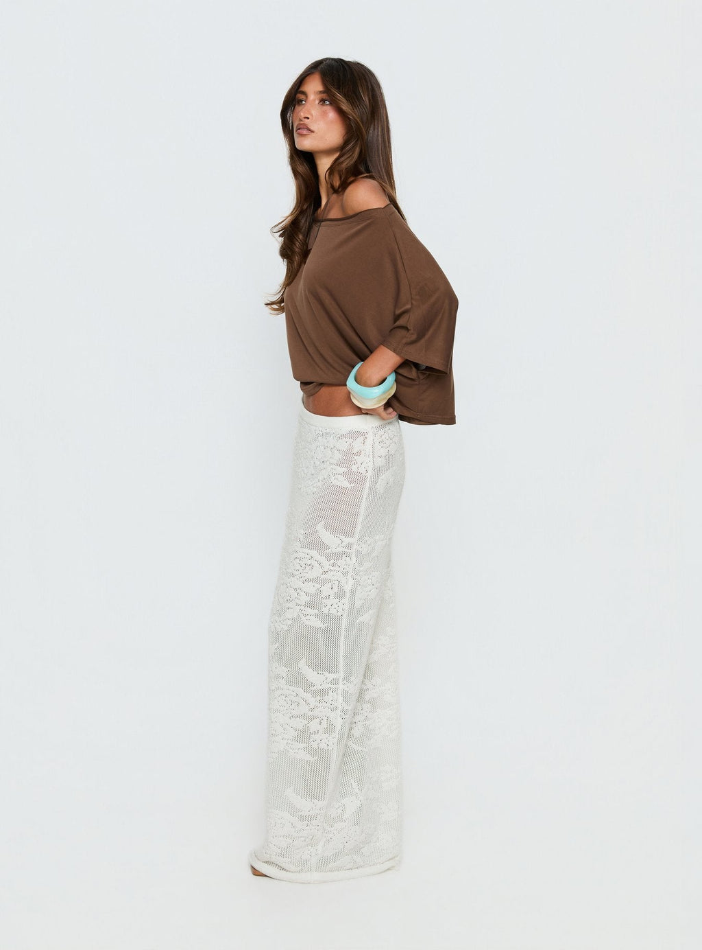 Women's Opresia Crochet Maxi Skirt White | Crochet maxi dress in low-rise 3