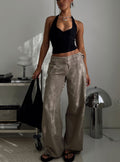 Women's Paltrow Mid Rise Wide Leg Cargo Jeans Washed Brown Petite | Princess Polly Petite 0