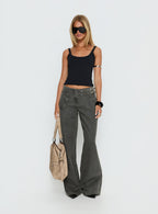 Women's Paltrow Mid Rise Wide Leg Cargo Jeans Washed Grey | Belted cargo mid-rise denim pants in a wide-leg cu 2