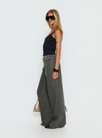 Women's Paltrow Mid Rise Wide Leg Cargo Jeans Washed Grey | Belted cargo mid-rise denim pants in a wide-leg cu 3