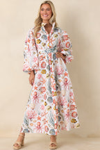 Women's Paradisa Anna Maria Multi Linen Coastal Print Maxi Dress | 55% Linen & 45% Cotton 7