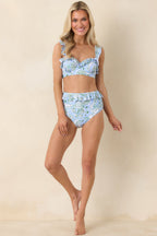Women's Paradisa Ariel Oceana Blue Ruffled Bikini Top | 85% Polyester &15% Spandex 2
