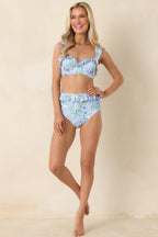 Women's Paradisa Ariel Oceana Blue Ruffled High Waist Bikini Bottoms | 85% Polyester & 15% Spandex 3