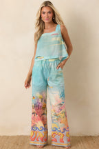 Women's Paradisa Bahia Bay Blue Multi Cotton Reef Print Open Back Top | 100% Cotton 2