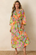Women's Paradisa Cabana Pink Multi Cotton Fish Print Caftan Dress | 100% Cotton 0