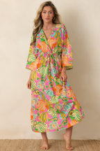 Women's Paradisa Cabana Pink Multi Cotton Fish Print Caftan Dress | 100% Cotton 0