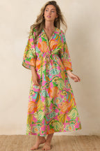 Women's Paradisa Cabana Pink Multi Cotton Fish Print Caftan Dress | 100% Cotton 2