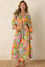 Women's Paradisa Cabana Pink Multi Cotton Fish Print Caftan Dress | 100% Cotton 4
