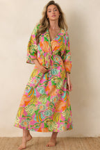 Women's Paradisa Cabana Pink Multi Cotton Fish Print Caftan Dress | 100% Cotton 5