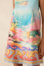 Women's Paradisa Carrabelle Blue Multi Cotton Reef Print Mini Dress | 100% Cotton 4