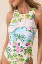 Women's Paradisa Cleo Multi Poolside Print One Piece Swimsuit | 85% Polyester & 15% Spandex 2