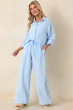 Women's Paradisa Dunedin Oceana Blue Cotton Drawstring Pants | 100% Cotton 4