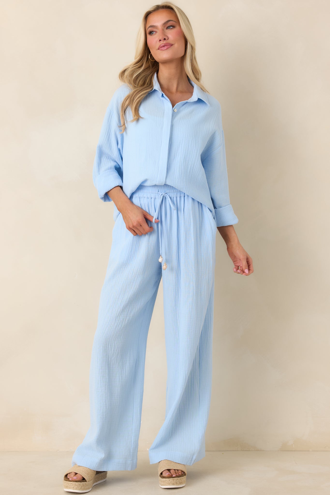 Women's Paradisa Dunedin Oceana Blue Cotton Drawstring Pants | 100% Cotton 5