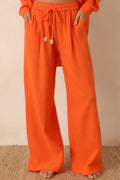 Women's Paradisa Dunedin Orange Cotton Wide Leg Drawstring Pants | 100% Cotton 0