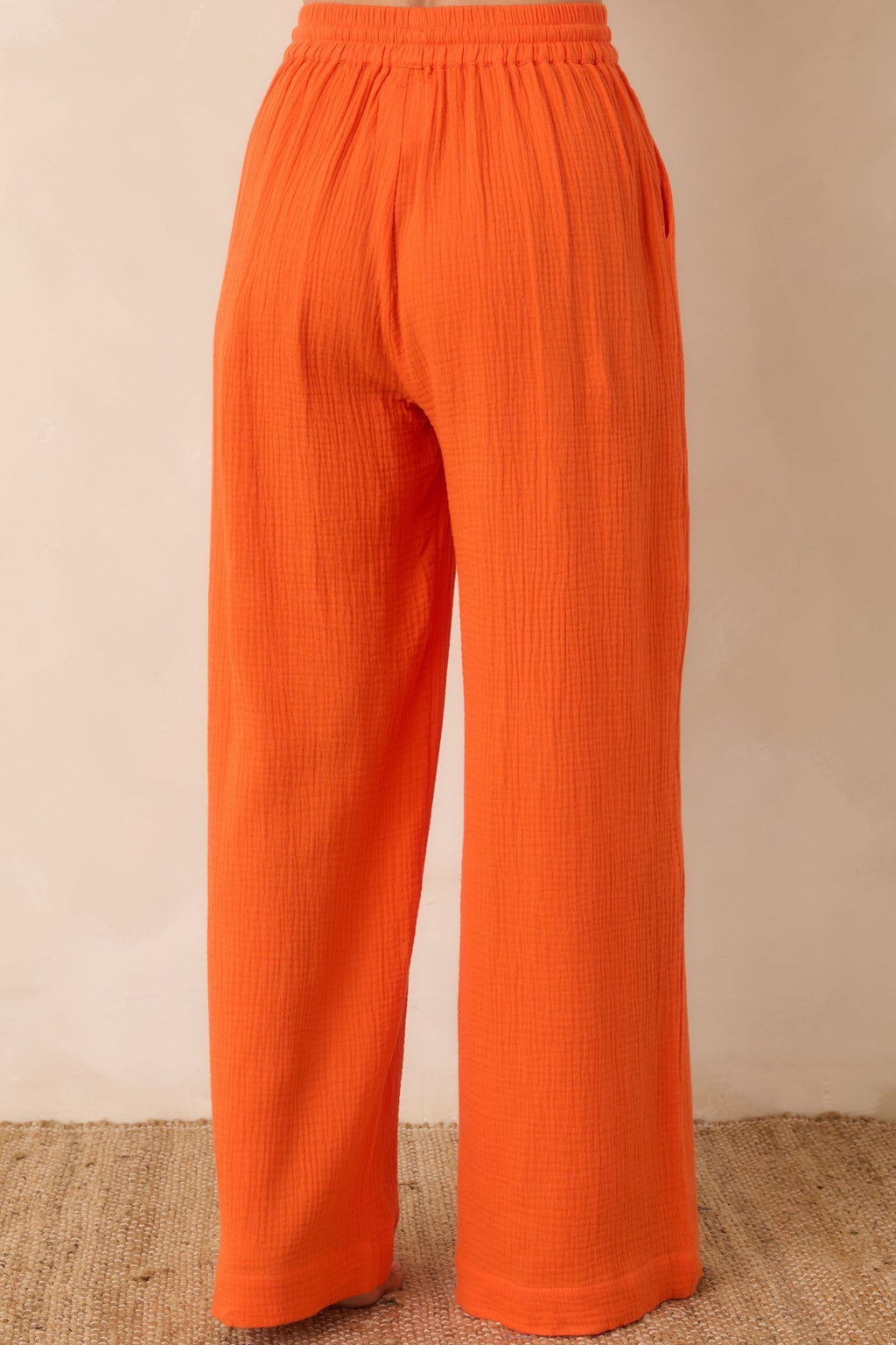 Women's Paradisa Dunedin Orange Cotton Wide Leg Drawstring Pants | 100% Cotton 4