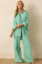 Women's Paradisa Dunedin Seaglass Green Cotton Drawstring Pants | 100% Cotton 1