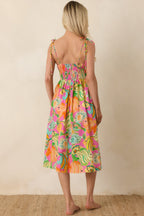 Women's Paradisa Edgewater Pink Multi Cotton Fish Print Midi Dress | 100% Cotton 7