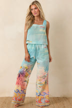 Women's Paradisa Gulf Coast Blue Multi Cotton Reef Print Pants | 100% Cotton 3