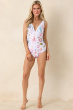 Women's Paradisa Lorelei Multi V-Neck One Piece Full Coverage Swimsuit | 85% Polyester & 15% Spandex 5