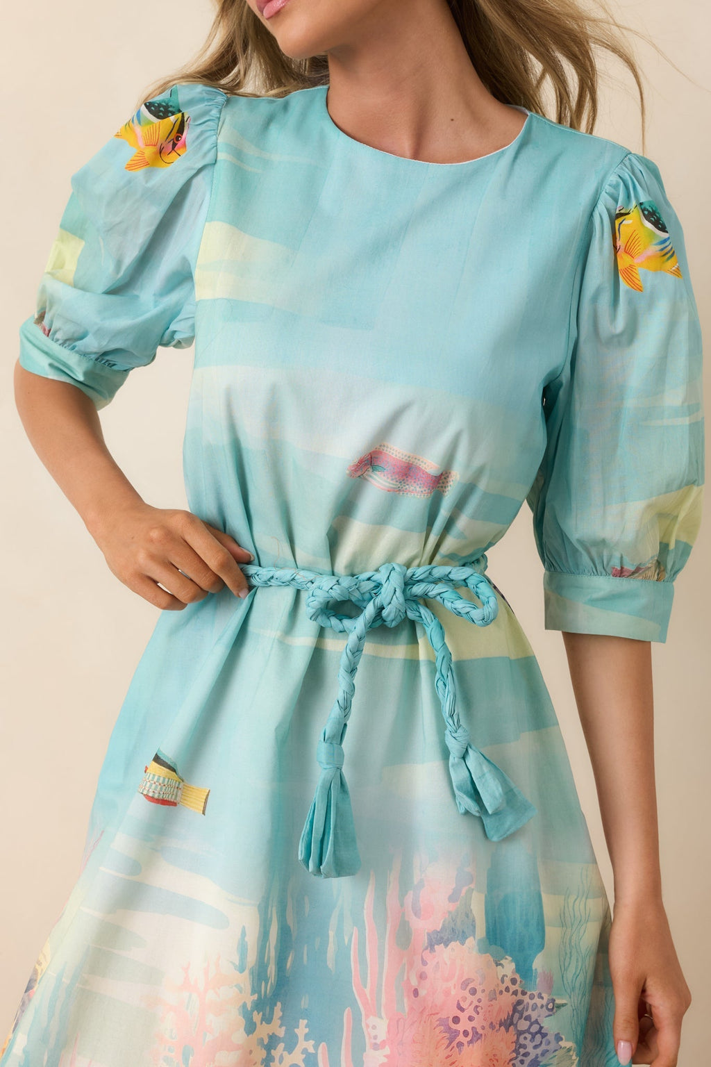 Women's Paradisa Ponte Vedra Blue Multi Cotton Reef Print Maxi Dress | 100% Cotton 3