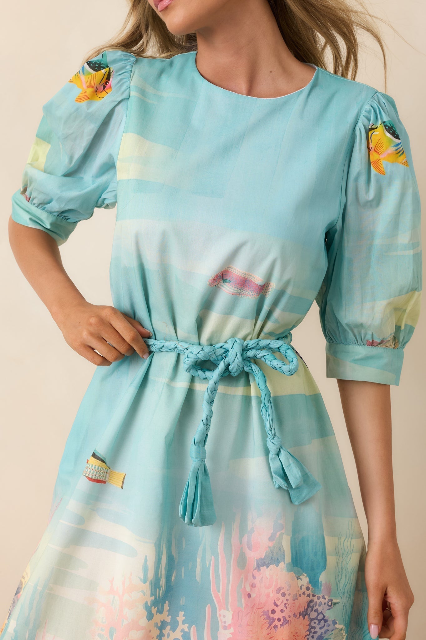 Women's Paradisa Ponte Vedra Blue Multi Cotton Reef Print Maxi Dress | 100% Cotton 3