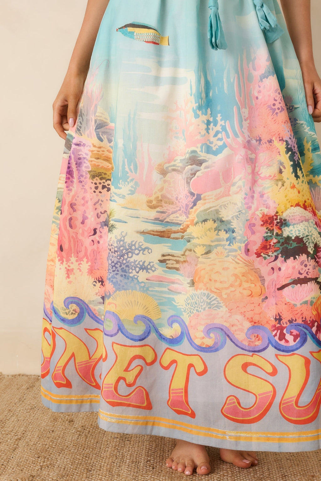 Women's Paradisa Ponte Vedra Blue Multi Cotton Reef Print Maxi Dress | 100% Cotton 4