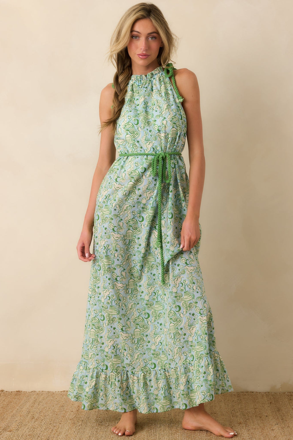 Women's Paradisa Santa Rosa Seaglass Green Cotton Maxi Dress | 100% Cotton 0