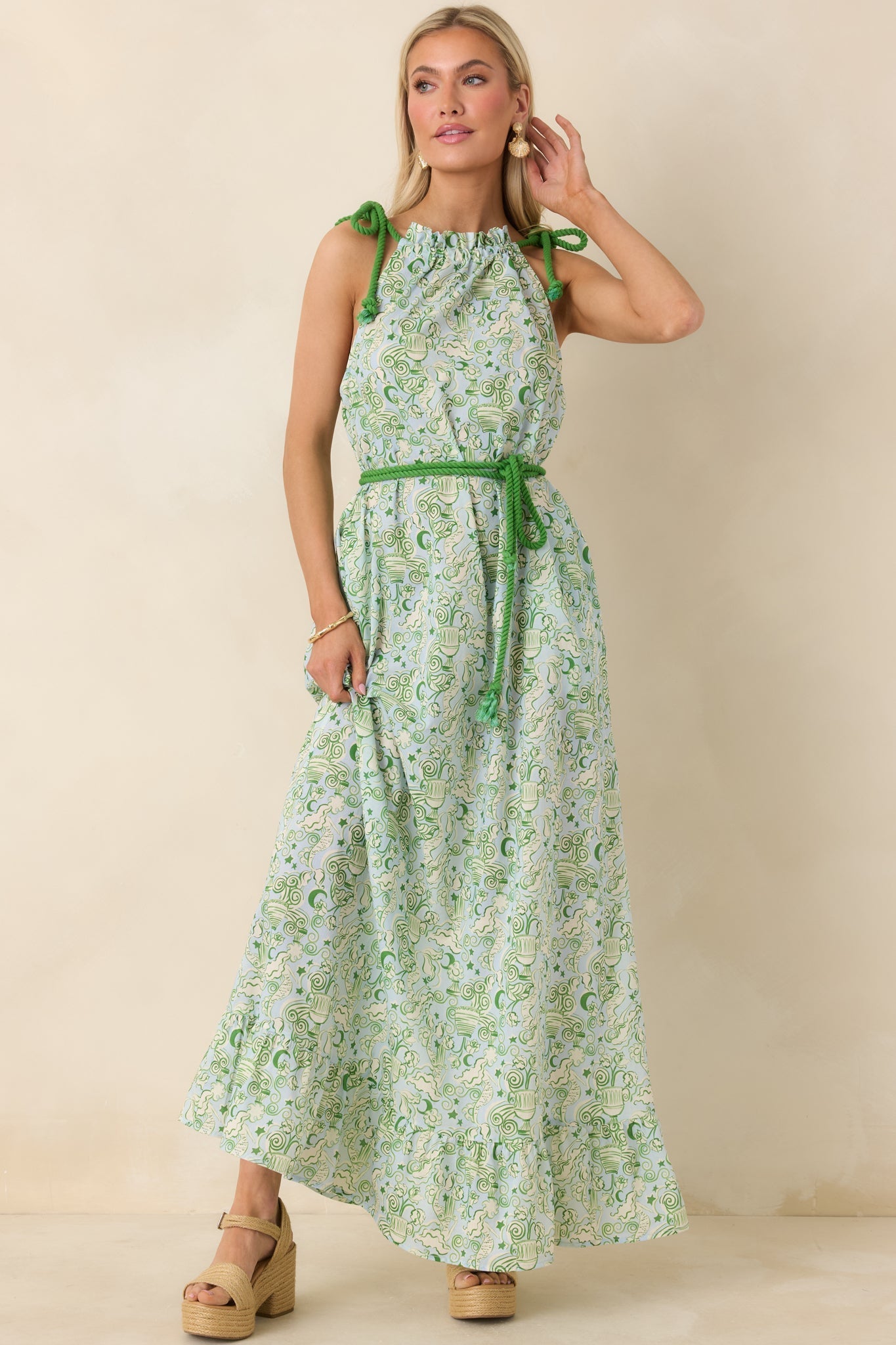 Women's Paradisa Santa Rosa Seaglass Green Cotton Maxi Dress | 100% Cotton 2