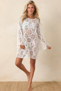 Women's Paradisa Sea La Vie Ivory Sheer Lace Cover Up Mini Dress | 100% Polyester Contrast: 100% Cotton 0