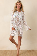 Women's Paradisa Sea La Vie Ivory Sheer Lace Cover Up Mini Dress | 100% Polyester Contrast: 100% Cotton 0