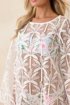 Women's Paradisa Sea La Vie Ivory Sheer Lace Cover Up Mini Dress | 100% Polyester Contrast: 100% Cotton 1