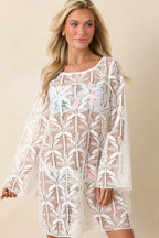 Women's Paradisa Sea La Vie Ivory Sheer Lace Cover Up Mini Dress | 100% Polyester Contrast: 100% Cotton 4
